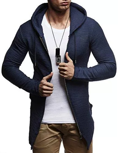 LEIF NELSON Kapuzenpullover Leif Nelson Herren Sweatjacke mit Kapuze Slim Fit Baumwolle-Anteil Basic Männer Hoodie-Cardigan Langarm Jungen Schwarze Kapuzenjacke für Winter Sommer LN6301