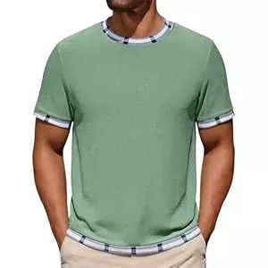 Generic T-Shirts Tshirt Herren Sommer Atmungsaktiv T-Shirts Einfarbig Rundhals Shirt Bequem Wandershirt Leichte Laufshirt Freizeit Waffelpique Kurzarm für den Alltags
