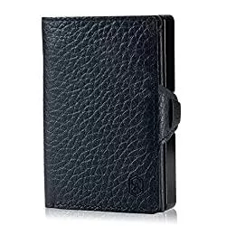 SLIMPURO Taschen & Rucksäcke ZNAP Kreditkartenetui mit Geldklammer Aluminium und Münzfach – RFID Schutz – Dunkelblau Genarbt – Kartenetui, Kreditkarten Etuis, Geldbeutel - bis 8 Karten – Geldbörse für Männer von SLIMPURO
