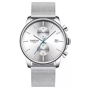 Affute Uhren Herren-Armbanduhr, modisch, sportlich, Quarz, analog, schwarzes Mesh, Edelstahl, wasserdicht, Chronograph, automatische Datumsanzeige