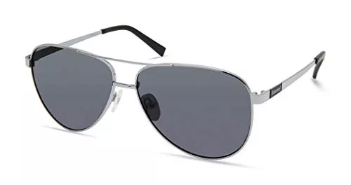 Timberland Uhren Timberland TBA9267 Herren Sonnenbrille, Casual Sonnenbrille aus leichtem Metall, Pilotenform, Rauch polarisierte Gläser, glänzendes Gewehrgrau.