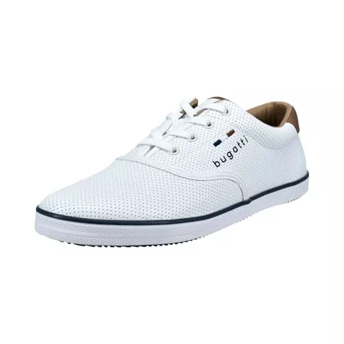 bugatti Schnürhalbschuhe bugatti Canvas Sneaker aus Baumwolle, Low-Top-Leinenschuh mit Flexibler Sohle, Weiß, 42 EU