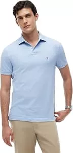 Tommy Hilfiger Poloshirts Tommy Hilfiger Herren Poloshirt Kurzarm 1985 Regular Fit, Blau (Vessel Blue Heather), M