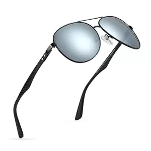 ZENOTTIC  ZENOTTIC Sonnenbrille Herren Damen Polarisiert Retro Pilotenbrille Kohlefaser Metall Rahmen UV400 Schutz Fahren Reisen Angeln Sport