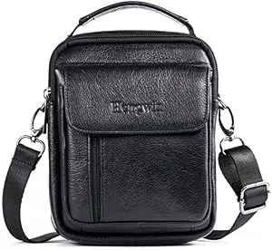 hengwin Taschen & Rucksäcke hengwin Leder Schultertaschen Herren, Kleine Umhängetasche Männer Business Tasche Messenger Bag Handgelenktasche Handytasche Gürteltasche Reisetasche mit Gürtel Schleife