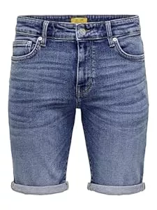 Only &amp; Sons Shorts ONLY &amp; SONS Herren Jeans Shorts ONSPly Denim Bermuda mit Aufschlag 22028773 Dark Blue Denim L