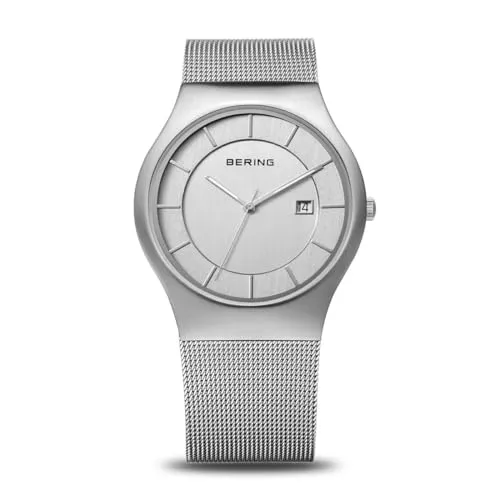 BERING Uhren Bering Herren Quarz Uhr | Armbanduhr 40 mm Edelstahlgehäuse und Zifferblatt | Milanaisearmband | Saphierglas | 3 ATM
