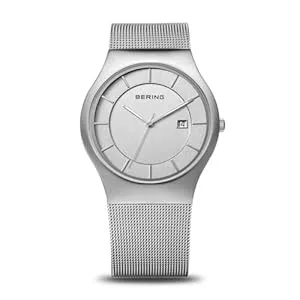 BERING Uhren Bering Herren Quarz Uhr | Armbanduhr 40 mm Edelstahlgehäuse und Zifferblatt | Milanaisearmband | Saphierglas | 3 ATM