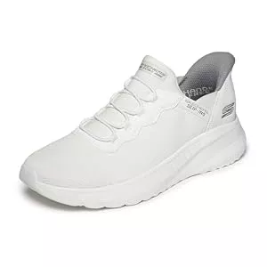 Skechers Sandalen & Slides Skechers Herren Hands-Free Slip-In Bobs Squad Chaos Daily Hype Sneaker, Off White Knit, 42 EU