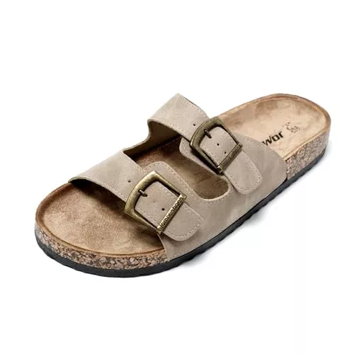 JOMIX Sandalen & Slides JOMIX Sommer Pantoletten Herren Kunstleder Sandalen Weiche Cork Fußbett Latschen Flache Strandschuhe Meer Strand Outdoor