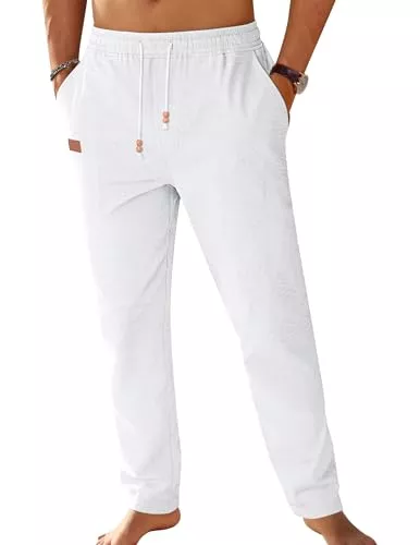 TARAINYA Hosen TARAINYA Baumwolle Leinenhose Herren Sommerhose Herren mit Kordelzug und Taschen für leichte Sommerfrische
