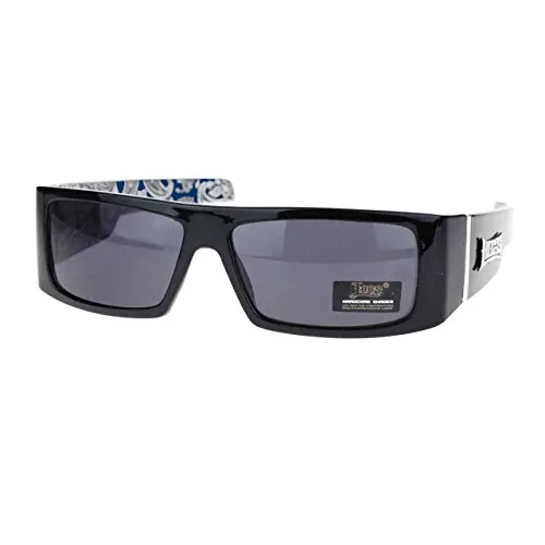 Locs Sonnenbrillen & Zubehör Bandana Inside Print Locs Cholo Gangster Rechteckige Mad Dog Sonnenbrille Blau
