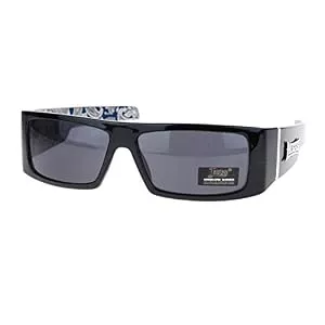 Locs Sonnenbrillen & Zubehör Bandana Inside Print Locs Cholo Gangster Rechteckige Mad Dog Sonnenbrille Blau