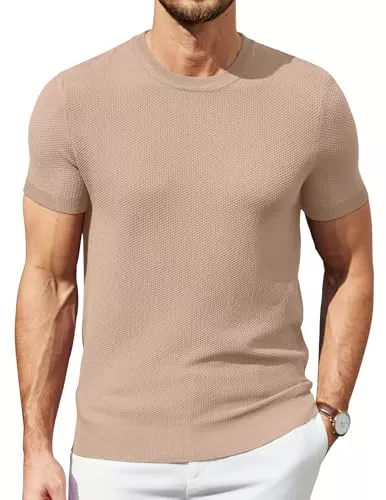 COOFANDY T-Shirts COOFANDY Tshirt Herren Kurzarm Strick T Shirt Sommer Oberteile Regular Fit T-Shirts für Männer