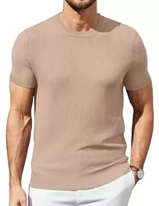 COOFANDY  COOFANDY Tshirt Herren Kurzarm Strick T Shirt Sommer Oberteile Regular Fit T-Shirts für Männer