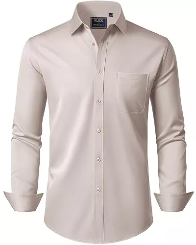 J.VER Hemden J.VER Hemd Herren Langarm Regular Fit Stretch Business Hemden mit Tasche | Bügelleichtes, Formal, Freizeit, Casual, Atmungsaktiv, für Hochzeit Outdoor Büro Urlaub, für Männer Freund Vater Bruder
