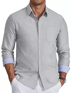 COOFANDY Hemden COOFANDY Herren Langarm Baumwolle Oxford Hemd mit Tasche | Button Down Freizeithemd, Oberhemden Langarm Regular Fit