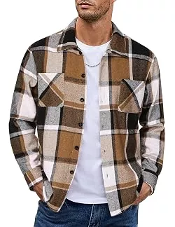 COOFANDY Hemden COOFANDY Herren Kariertes Flanellhemd Jackenhemd Warm | Weicher Flanell-Touch, kariertes Muster, warmes Material, ideal als Übergangsjacke, perfekt für Outdoor, bequeme Passform