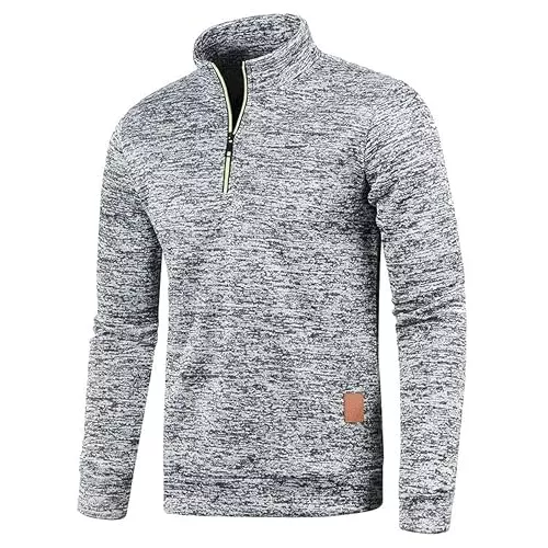 Aoouekul Pullover & Strickmode Half Zip Pullover Herren Ohne Kapuze Männer für Solid Arbeitspullover Oversize Winter Sport Arbeitspullover Sweater Men Alphanumerisch