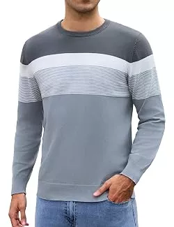 iClosam Pullover & Strickmode iClosam Pullover Herren Gestreift Strickpullover Rundhals Streifenpullover Winter Herrenpullover Freizeit Pulli Männer Regular Fit Sweatshirt für Herren