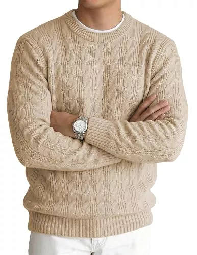 JMIERR Pullover & Strickmode JMIERR Pullover Herren Cable Ribbed Sweaters Strickpullover