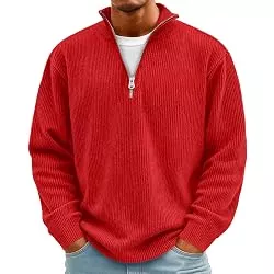 Generic  Herren Rollkragenpullover mit Viertel-Reißverschluss Zip Pullover Warm Strickpullover Langarm Winterpullover Sweater Arbeitspullover Langarmshirt