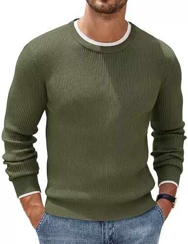 COOFANDY Pullover & Strickmode COOFANDY Herren Rundhals Pullover Basic Strickpullover Feinstrick Business Pullover Männer Ribbed Sweater Pulli Winterpullover