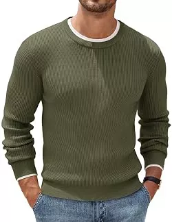 COOFANDY Pullover & Strickmode COOFANDY Herren Rundhals Pullover Basic Strickpullover Feinstrick Business Pullover Männer Ribbed Sweater Pulli Winterpullover