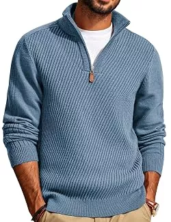 PJ PAUL JONES Pullover & Strickmode PJ PAUL JONES Herren Rollkragenpullover 1/4 Zip Troyer Pullover Langarm Strickpullover mit Turtleneck Sweater Pulli Winterpullover