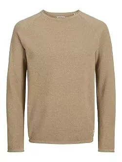 JACK &amp; JONES Pullover & Strickmode JACK &amp; JONES Herren Strickpullover Rundhals Basic Langarm Sweater Baumwolle Shirt JJEHILL