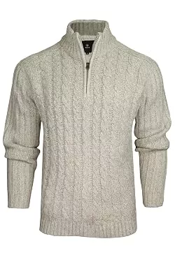 Xact Pullover & Strickmode Xact Herren 1/4 Zip Stehkragen Cable Strickpullover, mittleres Gewicht, 2-Farbiger Twist