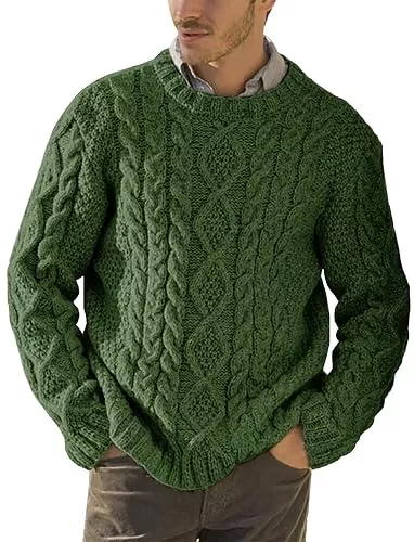 Runcati Pullover & Strickmode Runcati Strickpullover Herren Grobstrick Zopfmuster Pullover Herbst Winter Rundhals Pulli Sweater