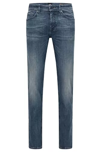 BOSS Jeans BOSS Herren Delaware BC-L-P Graue Slim-Fit Jeans aus Super-Stretch-Denim