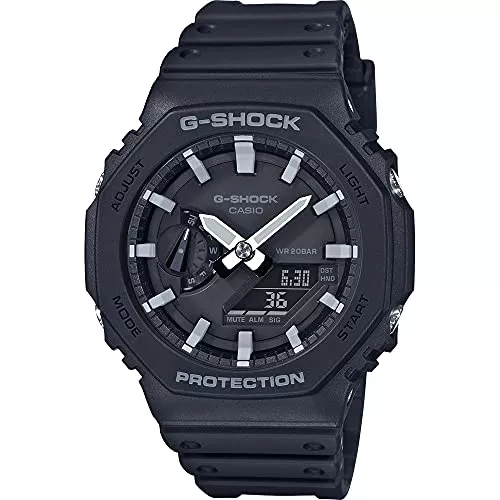 CASIO Uhren Casio Unisex Analog – Digital Quarz Uhr mit Kautschuk Armband GA-2100-1AER