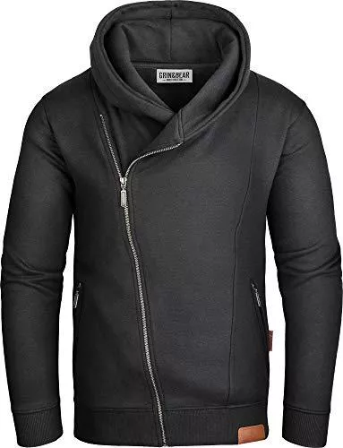 Grin&amp;Bear Kapuzenpullover Grin&amp;Bear Herren Kapuzenjacke Kapuzenpullover Hoodie mit schrägem Reissverschluss