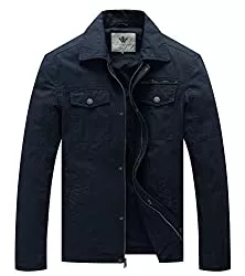 WenVen Jacken WenVen Herren Militär Übergangsjacke Klassisch Fracht Jacke Frühling Herbst Reverskragen Reißverschluss Windbreaker Mantel Cargo Stiel Oberbekleidung