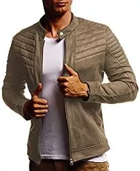 LEIF NELSON Jacken Leif Nelson Herren Jacke Kunst-Lederjacke Freizeitjacke für Männer Bikerjacke Gesteppte Übergangsjacke Sommerjacke Samtjacke Stehkragen LN315