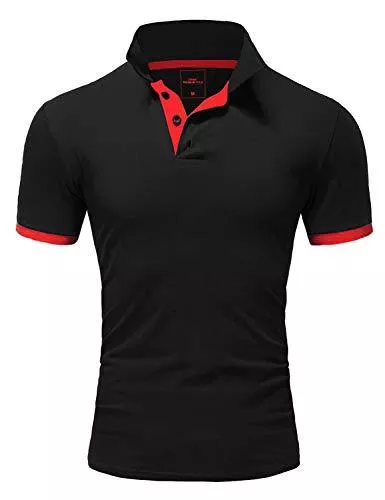 REPUBLIX Poloshirts REPUBLIX Herren Basic Poloshirt Kontrast Kurzarm Polohemd Kragen T-Shirt
