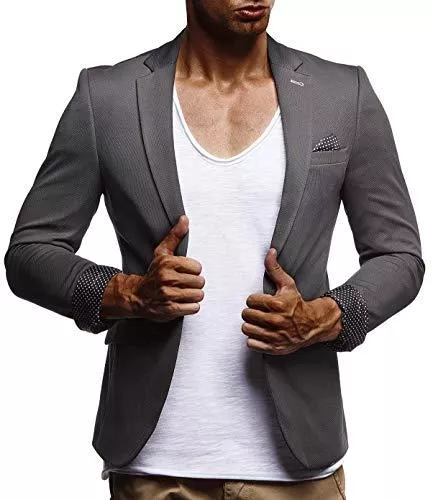 Leif Nelson Blazer Leif Nelson Herren Sakko Blazer sportlich Slim Fit Modern Schwarz Blau Anthraztit