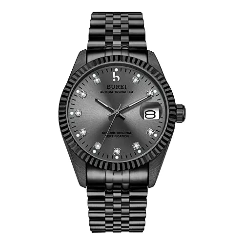 BUREI Uhren BUREI Herren Automatik Automatikuhr Elegant Lässig Mechanisch Armbanduhren Mit Saphirglas Datumskalender Lederband/Edelstahlarmband 38mm Dial
