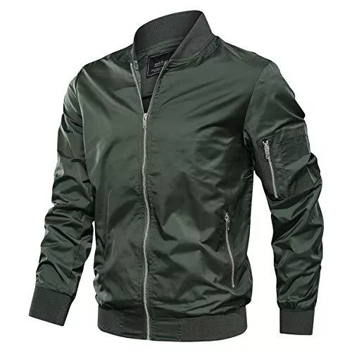 KEFITEVD Jacken KEFITEVD Herren Bomberjacke Leichte Dünne Übergangsjacke Casual Freizeit Jacke US Militär Fliegerjacke mit Stehkragen Herbst Frühling Blouson