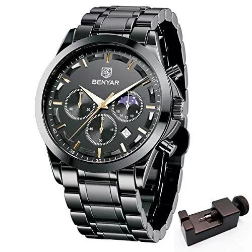 BENYAR Uhren BENYAR Mode Herren Quarz Chronograph Wasserdicht Edelstahl 30M wasserdichte Uhren Business Casual Sport Design Armbanduhr für Herren