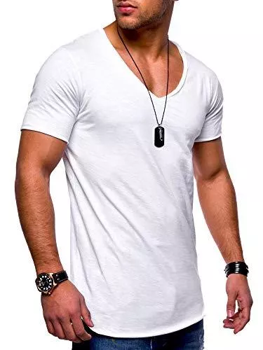 behype. T-Shirts behype. Herren Kurzarm Basic T-Shirt V-Neck Ausschnitt Oversize-Look 20-0002