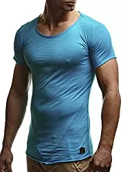 Leif Nelson T-Shirts Leif Nelson Herren Sommer T-Shirt Rundhals-Ausschnitt Slim Fit Baumwolle-Anteil Moderner Männer T-Shirt Crew Neck Hoodie-Sweatshirt Kurzarm lang
