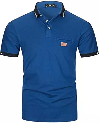 GHYUGR Poloshirts GHYUGR Herren Poloshirt Baumwolle Kurzarm Shirt klassisch Plaid T-Shirt