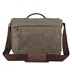 Neuleben Taschen & Rucksäcke Neuleben Vintage Groß Umhängetasche Schultertasche 17 Zoll Laptoptasche Canvas Messenger Bag Damen Herren (Grün)