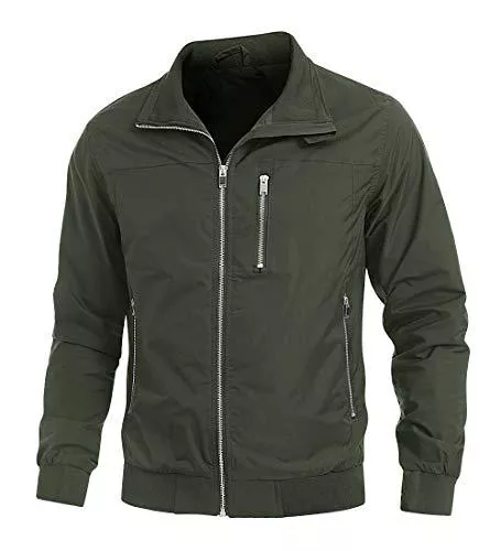 KEFITEVD Jacken KEFITEVD Leichte Jacke Herren Übergangsjacke mit Vielen Taschen Sommer Frühling Blouson Jacke mit Durchgehendem Reißverschluss