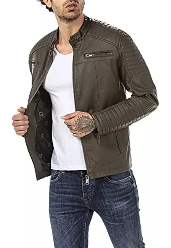 Redbridge Jacken Redbridge Bikerjacke für Herren Kunstleder-Jacke Übergangsjacke Reißverschluss