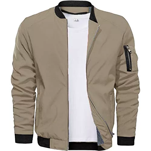 CASIVEN Jacken CASIVENT Herren Leichte Dünne Bomberjacke Casual Jacke mit Ärmeltasche Blouson Übergangsjacke Stehkragen Fliegerjacke
