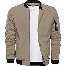 CASIVEN Jacken CASIVENT Herren Leichte Dünne Bomberjacke Casual Jacke mit Ärmeltasche Blouson Übergangsjacke Stehkragen Fliegerjacke